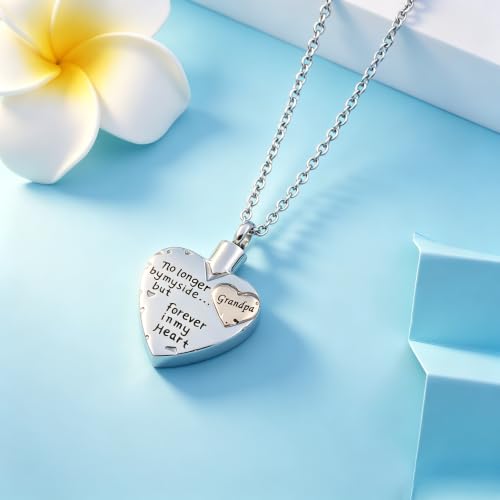 Heart Cremation Urn Necklace for Ashes Stainless Steel Cremation Jewelry for Family Members, Dad Mom Grandpa Grandma Daughter Son Wife Husband Nana Papa Keepsake Memorial Jewelry for Ashes Locket