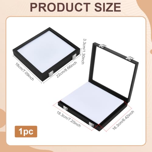 PH PandaHall Diamond Storage Box Leather Jewelry Display Case Gemstone Display Box Gem Containers Boxes Glass Top Jewelry Organizer with Sponge and Clasp for Collectible Rhinestone Crystal Showcase