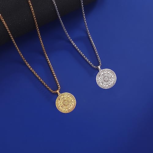 VASSAGO Stainless Steel Seal of The 7 Archangels Pendant Necklace Saint Michael Necklace Spiritual Talisman Amulet Witch Pagan Jewelry for Men Women