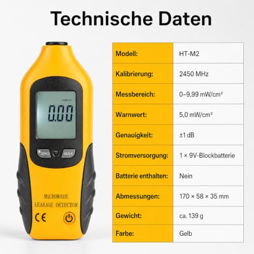 Radiation Detector, HT-M2 Microwave EMF Meter, LCD Display Microwave Leak Detector, Radiation Meter Tester, Electromagnetic EMF Meter Tester 0-9.99 MW/cm2