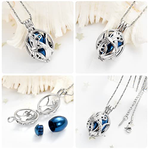 Yinplsmemory Cremation Jewelry Dragonfly Urn Ashes Necklace for Women Men with Small Keepsake Jar Urn Locket Pendant Ashes Keepsake Memorial Jewelry Blue