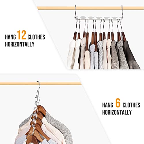 HOUSE DAY Closet Organizers and Storage Space Saving Hangers 12 Pack Stainless Steel Magic Hangers Upgraded Sturdy Multiple Hanger in one Space Saver Clothes Hanger College Dorm Room Essentials 12 Pack-N