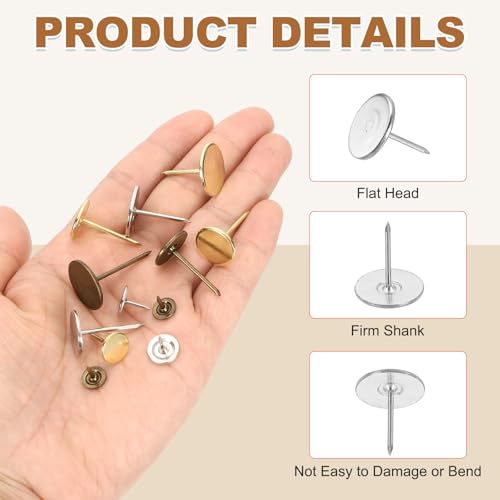 uxcell 50-piece silver upholstery thumb tacks, 3/4 x 7/8-inch flat head decorative push pins for furniture and wood walls