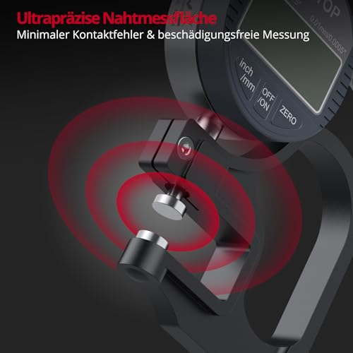 XUNTOP Digital Thickness Gauge Measuring Range 0-12.7 mm Electronic Micrometer Inch/Metric Electronic Percentage Thickness Gauge with Precise LCD Display