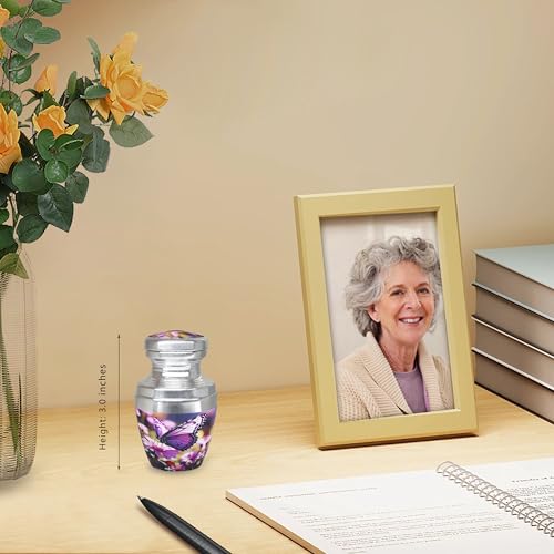 M MEILINXU Purple Urn, Butterfly Urn, Small Urns for Human Ashes, Keepsake Small / Keepsake