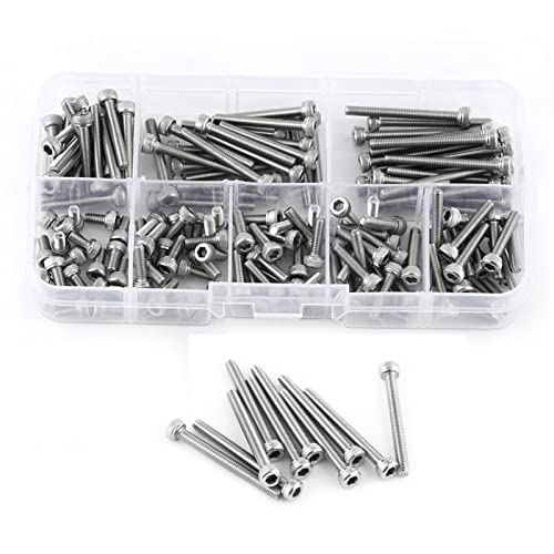 Generic M3 x 30 mm stainless steel hex socket head screws and nuts assortment kit in storage box