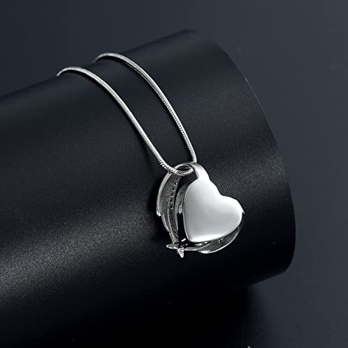 Heart Crystal Cremation Urn Necklace for Ashes, Stainless Steel Cremation Jewelry for Ashes Memorial Pendant Ashes Urn Necklace with Engraving and Filling Kit Blue Crystal