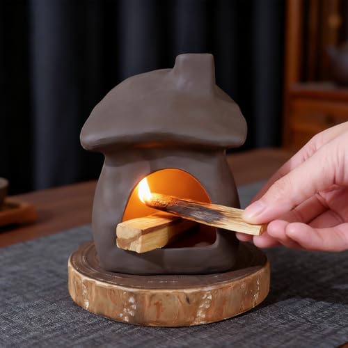 Mougigi House Palo Santo Burner - Mini Ceramic Chiminea Holder Black High House