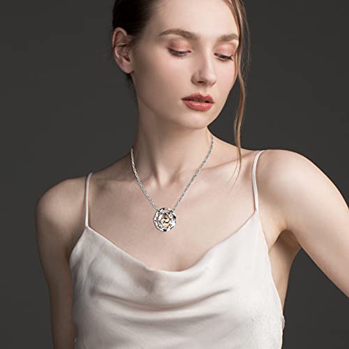 SOITIS Urn Necklace for Ashes Stainless Steel Cremation Necklace with Heart Waterproof Ashes Necklace Memorial Keepsake Silver-Dad