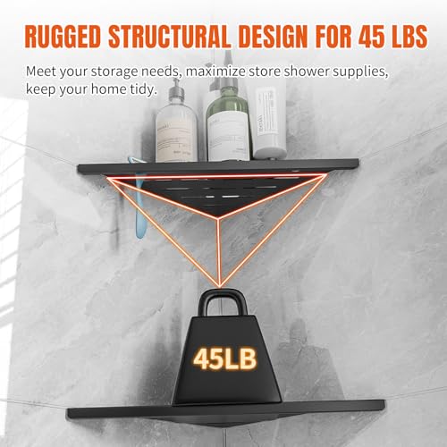 Corner Shower Shelves 10" 2 Pack Shower Shelves for Tile Wall Black 10"