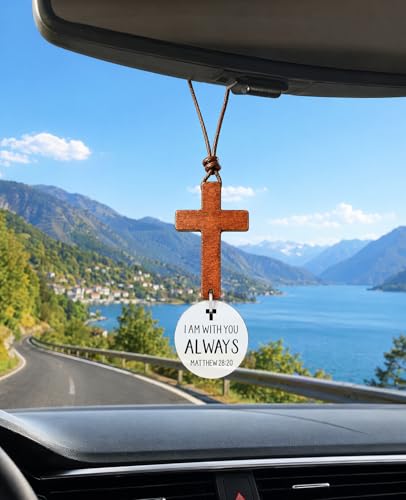 2PCS Cross for Car Mirror Hanging, Christian Gifts for New Driver Men Women, Rearview Hanger Cross Ornament Rear View Mirror Accessories