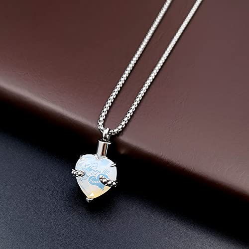 YOUFENG Urn Necklaces for Ashes Always in My Heart Heart Cremation Jewelry Memorial Pendant Birthstone Necklace June URN