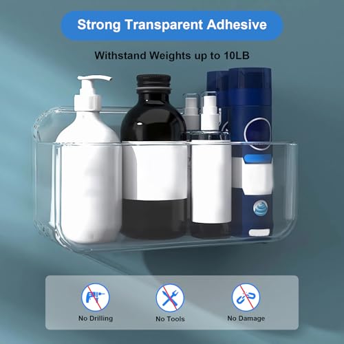 Diesisa Acrylic Wall Mount Organizer, 3Pcs Clear Adhesive Bathroom Shelves Clear - 3 Baskets