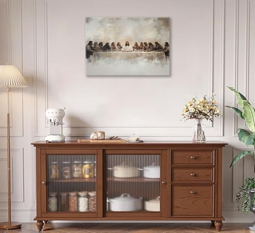 Jesus Last Supper Wall Art Christian Home Wall Decor 12x16in Framed 12"L x 16"W