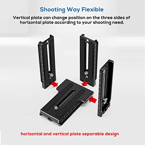Aluminum L Bracket Vertical Horizontal Switching Quick Release Plate for DJI Ronin RS2 RSC2 Zhiyun Weebill-S Gimbal Stabilizer Tripod Monopod and SLRs