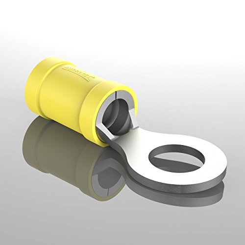 Auprotec Ring Terminals, 0.5 - 6.0 mm² Hole Diameter, M3 - M12 Partially Insulated PVC Crimp Cable Connector Made of Tin-Plated Copper 10 pcs 4 - 6 mm² yellow, M8