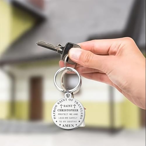 St Christopher Keyring Travel Guardian Cross Keychain for Men