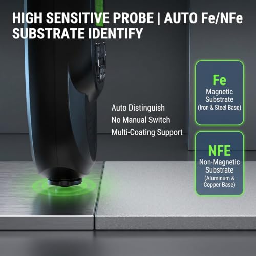 RUHARVOR coating thickness gauge with digital backlit LCD for Fe/NFe paint measurement, 0-2000μm
