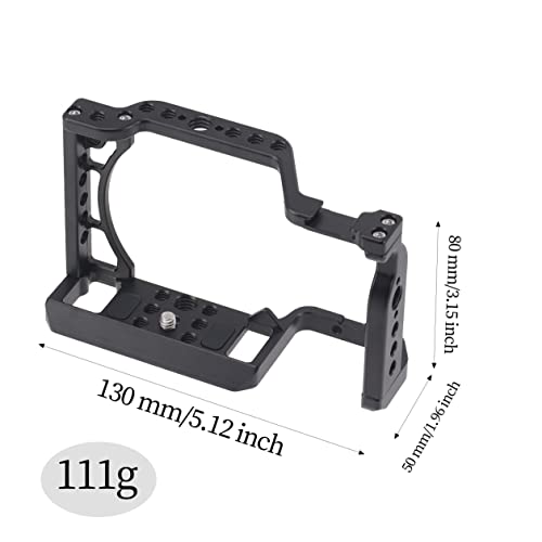 Hersmay A6500/A6400/A6300 Camera Cage Video Stabilizer with Top Handle for Sony A6500 A6400 A6300 A6000 A6100 Cameas DSLR Rig with Cold Shoe,Handle Locating Holes,Multiple 1/4" 3/8" Screw Holes