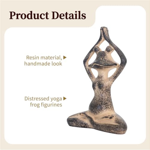 Resin Yoga Monkey Statue – Meditation Animal Figurine for Zen Home Decor, Shelf Ornament, Small Peaceful Sculpture for Living Room or Bedroom (Frog, 3Pcs) Frog, 3pcs