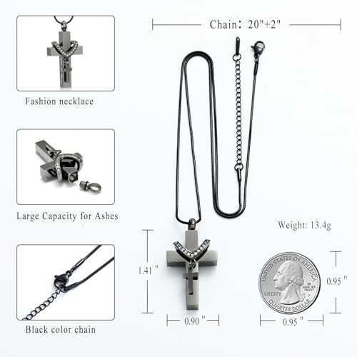 Cremation Jewelry for Ashes Pendant - Cross Urn Necklace With Me Always