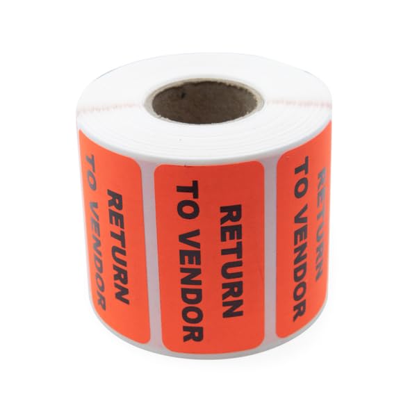 Return to Vendor Inventory Labels – 2" x 1", 500 Labels per Roll, Fluorescent Red, Permanent Adhesive - Warehouse, Quality Control & Retail Return Labels | LabelValue