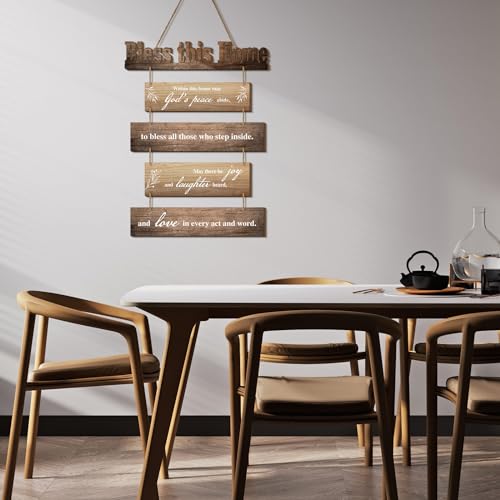 Xuhal Bless This Home Wall Decor Blessed Hanging Sign, Brown
