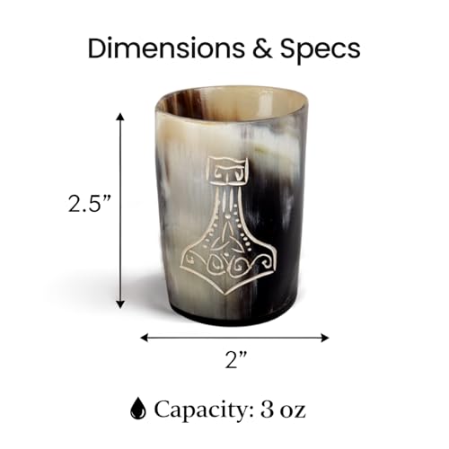 Handicrafts Home Viking Horn Shot Glasses Set of 8, Handmade Horn, Rustic Viking Drinkware Whiskey Shot Cups, Father’s day Gifts, Birthday Gifts for Men, Room Decor for Men Nordic-Hammer
