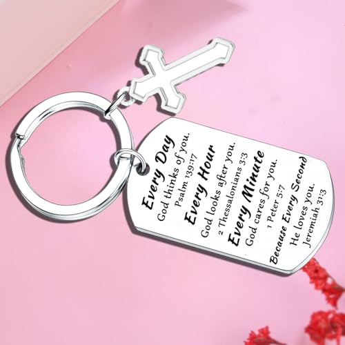 Christian Keychain Religious Baptism Gifts Bible Verse keyring for Easter Inspirational Christian Gifts for Women Men