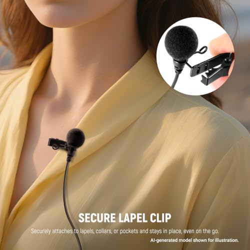 NEEWER LM8 ø4mm Mini Lavalier Microphone (2 Pack), Clip On Wired Condenser