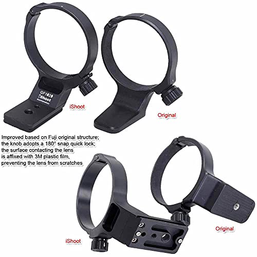 iShoot Tripod Mount Ring Lens Collar Compatible with Fujifilm GF 250mm f/4 R LM OIS WR & Fuji GF 100-200mm f/5.6 R LM OIS WR, Lens Support Bottom is Arca-Swiss Fit Quick Release Plate Dovetail Groove