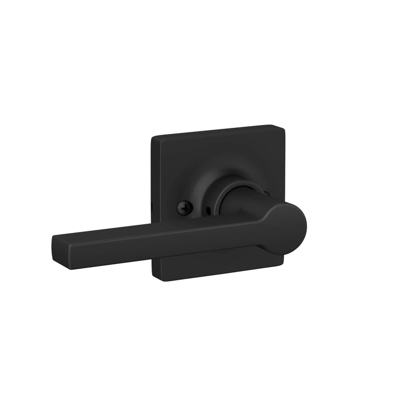 Straight Lever with Square Trim Hall and Closet Door Handle, Matte Black Finish