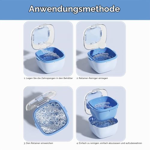 Braces box, denture box, denture box | Easy to clean, filterable, large capacity Pink Light Blue