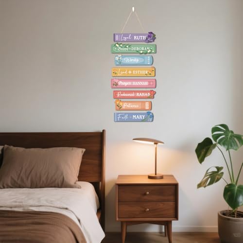 IARTTOP Women of The Bible Verse Christian Floral Wooden Hanging Sign Faith