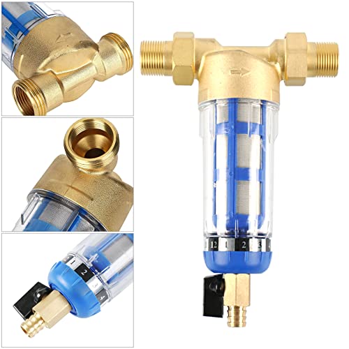 Flushable Fine Filter Reusable, 1 Inch Male Thread Spin Down Sediment Water Filter with 1/2 Inch 3/4 Inch Screw Connection, Water Pre-Filter Sediment Filter for Well Water Hose (3/4 Inch Male Thread) 3/4" Male Thread