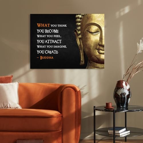 YPY Buddha Zen Wall Art Canvas, Motivational Quotes, 16"x24" 24"L x 16"W