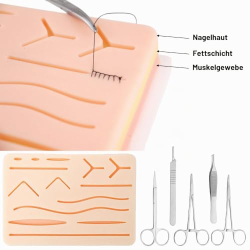Surgical Suture Set: Suture Material Surgery, Suture Practice Kit, Silicone Sewing Pad with Tool Set, Wound Suture Exercise Set, Sewing Kit Medicine, Surgical Suture Set Wound Suture Exercise Set