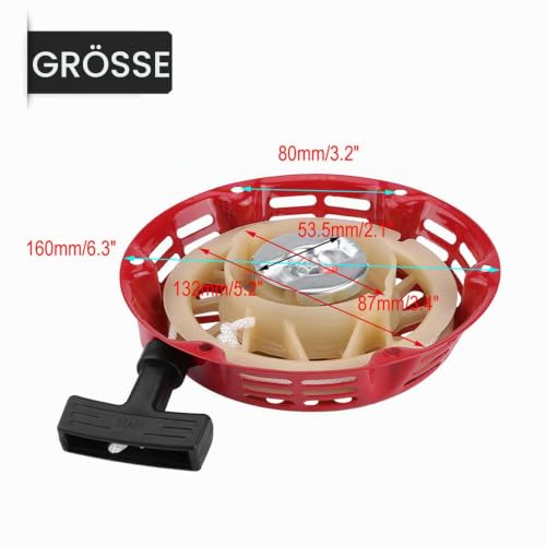 Pulley Starter Lawn Mower for 2kW 168F Petrol Generator, Metal Pulley Starter Reversing Starter, Replacement Pull Starter with 175 mm Diameter for Vibrating Plate & Generator