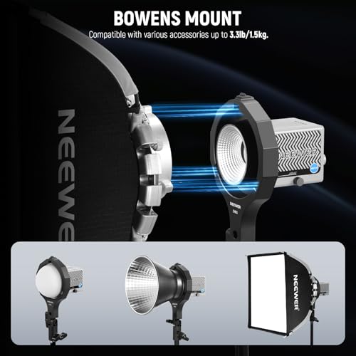 NEEWER Bowens Mount Adapter Holder, Mini to Bowens Mount Adapter Ring with Umbrella Socket, 5/8" Receiver, 180° Tilt for ONLY NEEWER Mini Mount Lights, CHB1