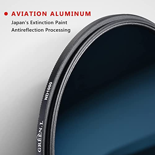 GREEN.L 77mm ND1000 Filter, Slim 10-Stop Fixed Neutral Density 77mm ND Filter for Long Exposure Photography
