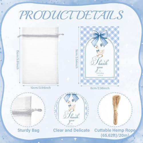 Vesici 50 Sets Silly Goose Party Favors for Guests Include Baby Shower Shot Glass and Card Organza Bag for Birthday Baby Shower Goose Party Supplies (Blue) Blue