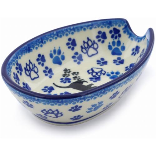 Authentic Polish Pottery Spoon Rest in Boo Boo Kitty Paws Design Handmade in Bolesławiec Poland by Ceramika Artystyczna + Certificate of Authenticity