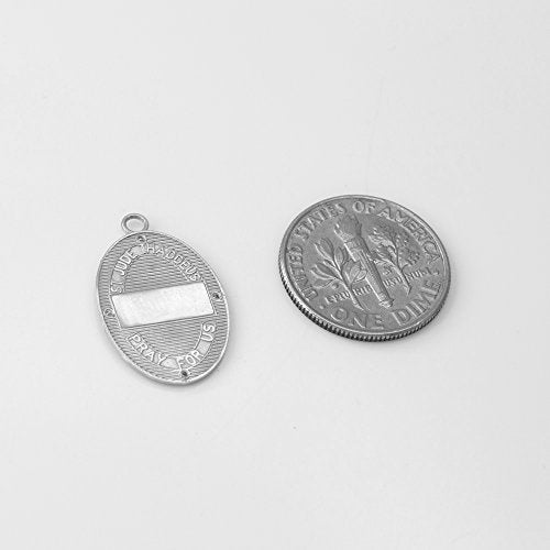 Sterling Silver Saint Jude Thaddeus CZ Oval Medal Pendant Necklace (Small) 16 Inches