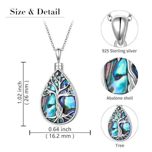 925 Sterling Silver Urn Necklace Cremation Jewelry for Women Tree of Life