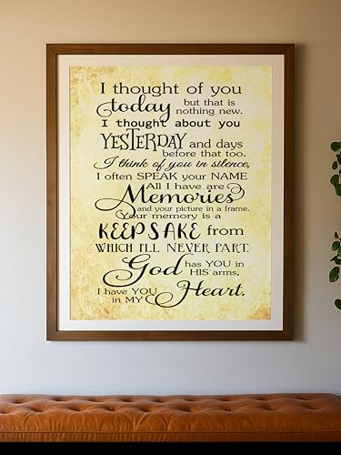 Thought of You Today Vintage Parchment Spiritual Wall Art, 11x14 Unframed