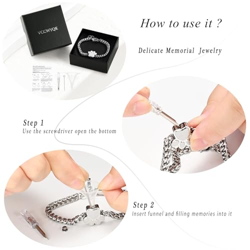 Paw Print Urn Bracelet for Ashes for Dog/Cat Cremation Jewelry Cute Animals Adjustable Memorial Keepsake Bracelets Jewelry for Ash Holder Silver