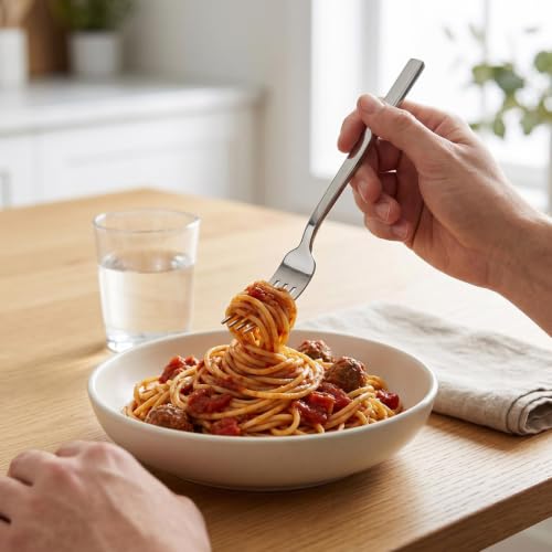 Alata Cube 8-Piece 8.1 Inches Forged Stainless Steel Dinner Forks, Mirror Finish, Dishwasher Safe