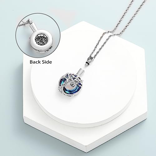 shajwo Tree of Life Cremation Urn Ashes Necklace for Women Men Silver-Blue 2