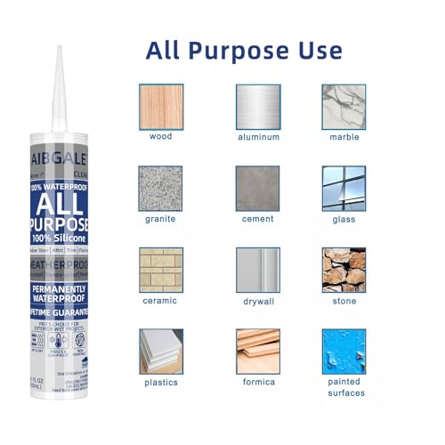 AIBGALE 4-pack clear silicone sealant caulk cartridges with adhesive caulking tool for indoor and outdoor waterproof sealing