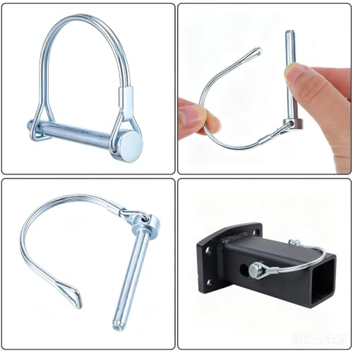 HOFURME 24 pack wire lock pins, 1/4 x 2 inch D-shape plated hitch pins for three-point accessories